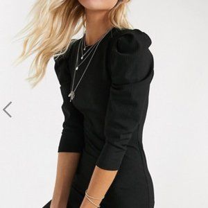 Asos Bershka puff sleeve mini dress in black